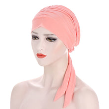 Cargar imagen en el visor de la galería, Pure Color Crystal Hemp Long Tail Bow Turban Hat