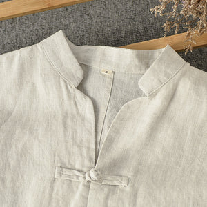 Samo Zaen Linen Shirt Chinese-style Loose Men