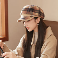 Load image into Gallery viewer, British Style Retro Plaid Octagonal Hat Autumn And Winter