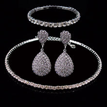 Charger l&#39;image dans la galerie, Full Rhinestone Multilayer Necklace Bracelet Drop Earring Set for Occasions