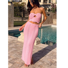 Load image into Gallery viewer, Knitted Women&#39;s Chest-wrapped Sleeveless Small Tube Top Hot Girl Hip-wrapped Skirt Suit