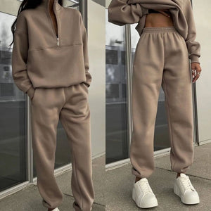 All-matching Thickened Long-sleeved Sweater And Trousers Sport Two-piece Set