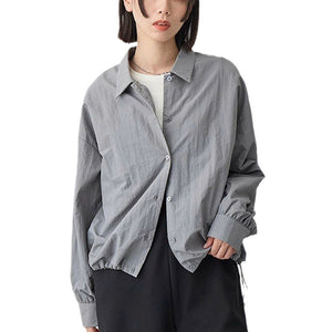 Japanese Style Solid Color Cardigan Shirt Women