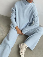 Charger l&#39;image dans la galerie, 2 Pieces Women Sets Knitted Tracksuit Turtleneck Sweater