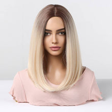 Charger l&#39;image dans la galerie, Red Ombre Wigs Short Bob Straight Wigs Middle Part For Women