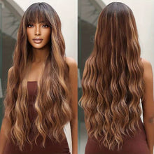 Cargar imagen en el visor de la galería, Long Wavy Curly Hair Wigs With Bangs For Women Synthetic Fiber Hair Replacement