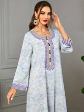 Charger l&#39;image dans la galerie, Allover Print Embroidered Abbaya, Elegant Button Decor Maxi