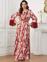 Charger l&#39;image dans la galerie, Abbaya Print Tassel with Tie Waist Long Sleeve for Spring &amp; Fall