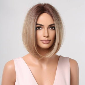 Short Bob Straight Black Wigs For Women With Bangs Heat Resistant