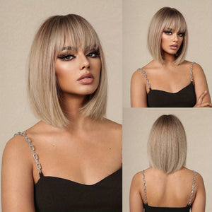 Long Straight Blonde Wigs Synthetic Wigs With Bangs Women's Wigs