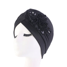 Charger l&#39;image dans la galerie, Ladies Sequin Flower Turban Toe Hat Fold