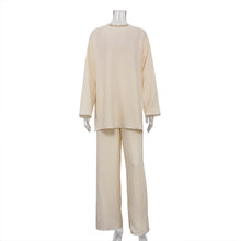 Load image into Gallery viewer, Women&#39;s Long Sleeve Round Neck Loose Trousers Crepe Casual Suit