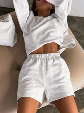 Load image into Gallery viewer, Women's Fashion Casual Long Sleeve Top And Shorts Two-piece Set