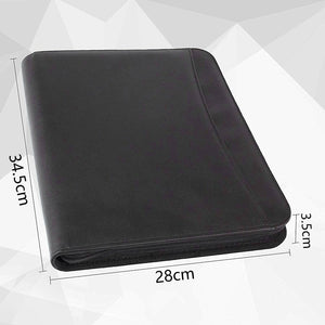 Vegan Leather Folder Zippered Closure Portfolio For Business