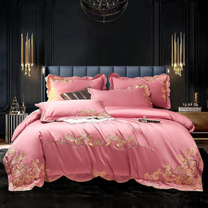 Velvet Four-piece Set Solid Color Embroidered Quilt Set Bed Sheet