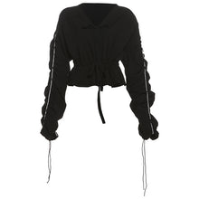 Charger l&#39;image dans la galerie, Deep V-neck Lace Up Long Sleeve Top High Waist Sport Suit