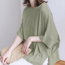 Load image into Gallery viewer, Japanese 6-color Cotton Batwing Sleeve Oversized Loose T-shirt For Women