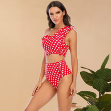 Cargar imagen en el visor de la galería, Flounced One-shoulder Bikini High Waist Swimming Trunks Swimsuit Set