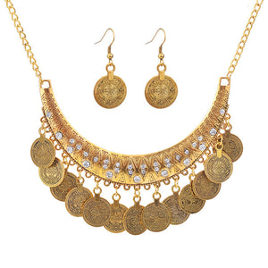 Punk Coin Necklace Earring Set Necklace Accessories set for Occasions