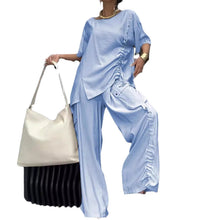 Charger l'image dans la galerie, Summer New Fashion Casual Women's Round Neck T-shirt And Trousers Two-piece Set