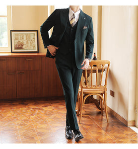 High-end Wedding Bridegroom Suit Closure Collar Suit Three-piece Suit Men