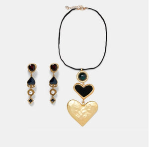 Exaggerated oil drop earring necklace set for occasions