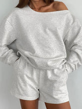 Load image into Gallery viewer, Women's Fashion Casual Long Sleeve Top And Shorts Two-piece Set