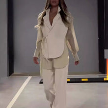 Charger l'image dans la galerie, Women's Chiffon Patchwork Top Straight-leg Pants Suit