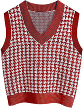 Laden Sie das Bild in den Galerie-Viewer, Houndstooth knitted vest vest