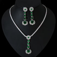 Cargar imagen en el visor de la galería, Light Luxury Premium Zircon Pendant Necklace Earring Set