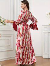 Charger l&#39;image dans la galerie, Abbaya Print Tassel with Tie Waist Long Sleeve for Spring &amp; Fall