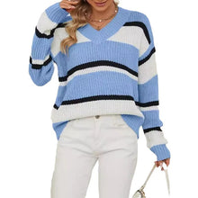 Load image into Gallery viewer, Pullover Color Contrast Patchwork Loose Sweater