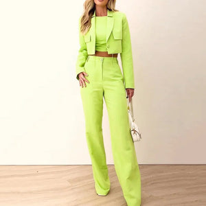 Fashion Casual Loose Solid Color Trousers Two-piece Set