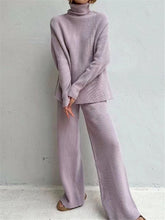 Charger l&#39;image dans la galerie, 2 Pieces Women Sets Knitted Tracksuit Turtleneck Sweater