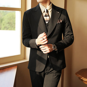 High-end Wedding Bridegroom Suit Closure Collar Suit Three-piece Suit Men