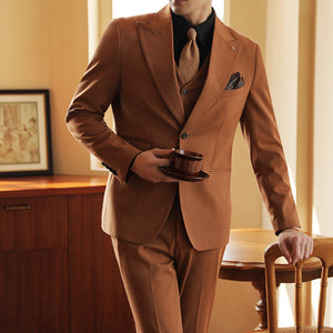 High-end Wedding Bridegroom Suit Closure Collar Suit Three-piece Suit Men