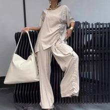 Charger l'image dans la galerie, Summer New Fashion Casual Women's Round Neck T-shirt And Trousers Two-piece Set