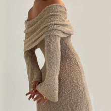 Load image into Gallery viewer, One-shoulder Knitted Long-sleeved Dress Sexy Beach Holiday Long Dresses