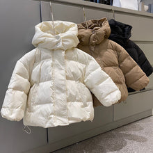 Load image into Gallery viewer, Solid Color Warm Down Cotton Jacket Short Baby Hooded Coat
