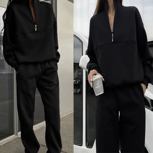 All-matching Thickened Long-sleeved Sweater And Trousers Sport Two-piece Set