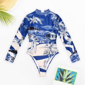 New One-piece Long Sleeves Customized Printed Swimsuit Bikini Swimsuit For Women