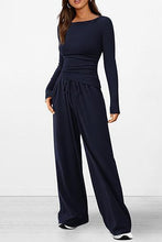 Cargar imagen en el visor de la galería, Casual Suit Asymmetric Long-sleeved T-shirt Wide-leg Pants Sportswear