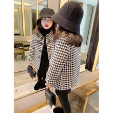 Cargar imagen en el visor de la galería, Winter Korean Houndstooth Girl Mid-length Coat