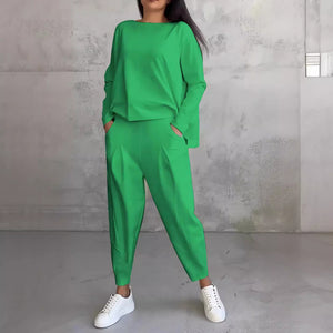 Women's Irregular Design Long-sleeved Sweater Harem Pants Sport Suit