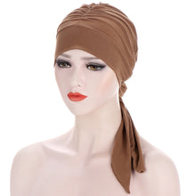 Cargar imagen en el visor de la galería, Pure Color Crystal Hemp Long Tail Bow Turban Hat