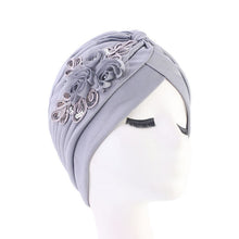 Charger l&#39;image dans la galerie, Ladies Sequin Flower Turban Toe Hat Fold