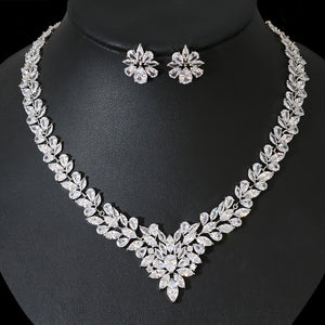 Bride Zircon Jewelry Necklace Earring Set for Occassions