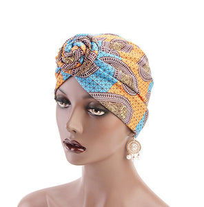 Ladies wind swirl knotted turban hat