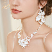 Cargar imagen en el visor de la galería, Bride Pearl Hair Comb Necklace Earring Set for Occasions