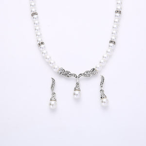 Angel Wing Pearl Necklace Earring Set for Occasions